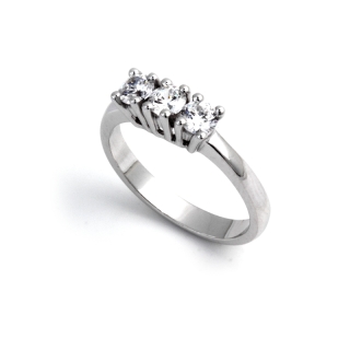 0,51 Ct Natural Diamonds Trilogy Ring 18Kt. White Gold