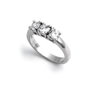 0,99 Ct Natural Diamonds Trilogy Ring 18Kt. White Gold