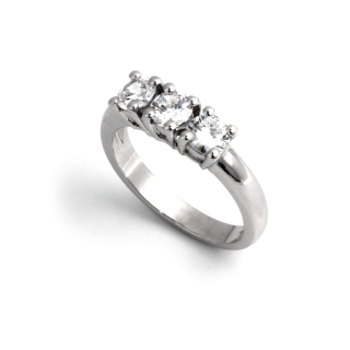 1,05 Ct Natural Diamonds Trilogy Ring 18Kt. White Gold