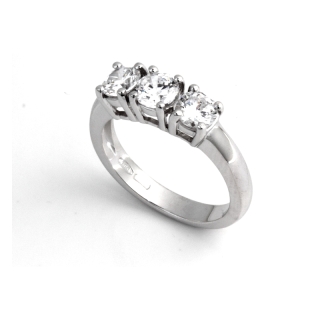 1,35 Ct Natural Diamonds Trilogy Ring 18Kt. White Gold