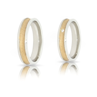 Two-Color Gold Wedding Ring Yellow and White Mod. Milena mm. 5