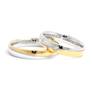 Two-Color Gold Wedding Ring Yellow and White Mod. Veronica mm. 4,0