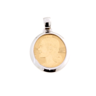 18 Kt White and Yellow Gold Medal