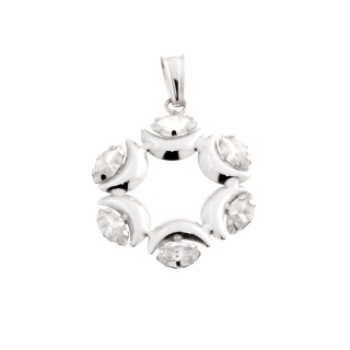 18 Kt White Gold Pendant with Cubic Zirconia