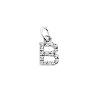 Lettera B in Oro Bianco 18 Kt. 750 Mill. Con Cubic Zirconia (0,8 Cm)