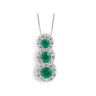 18 kt White Gold Necklace with Kt. 0,34 Emeralds and Kt. 0,22 Natural Diamonds