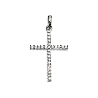 18 Kt White Gold Cross with Cubic Zirconia