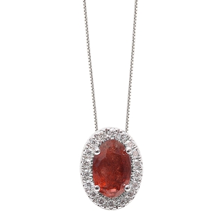 18 Kt. Gold Pendant with 0,70 Ct. Ruby and 0,07 Ct. Natural Diamond