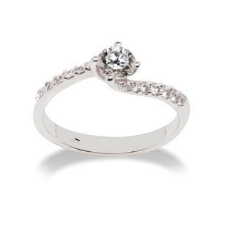 18 Kt. White Gold Solitaire with F VS 0,62 Ct. Natural Diamonds