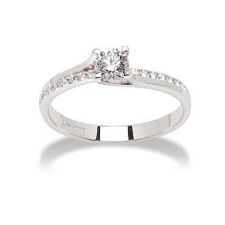 18 Kt. White Gold Solitaire with F VS 0,40 Ct. Natural Diamonds
