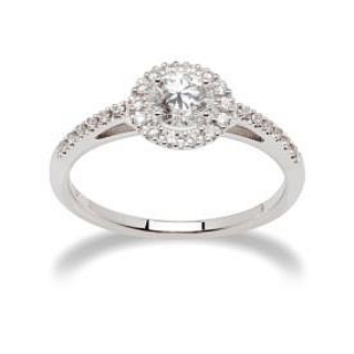 18 Kt. White Gold Solitaire with F VS 0,38 Ct. Natural Diamonds