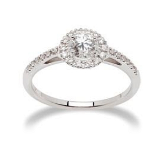 18 Kt. White Gold Solitaire with F VS 0,68 Ct. Natural Diamonds