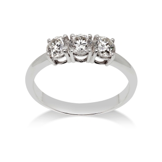 18 Kt. White Gold Trilogy with F VS 0,90 Ct. Natural Diamonds