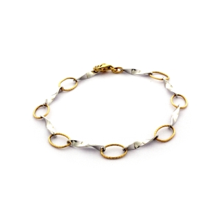 18 Kt. 750 mill. White and Yellow Gold Bracelet - 18 Cm