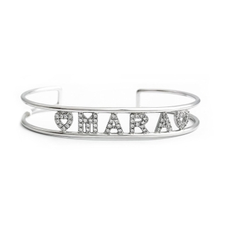 Bracciale Nome Personalizzabile in Argento 925 Mill. Bianco con Cubic Zirconia