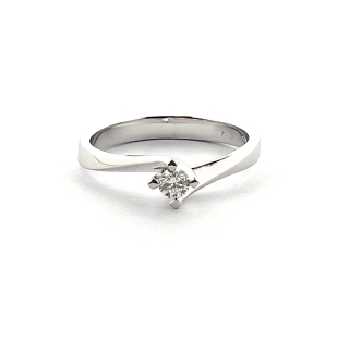 750 Mill. White Gold Ring with 0,12 Ct. F-Vs Diamond