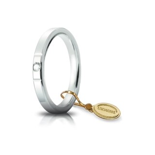 UNOAERRE Wedding Ring in 18k White Gold mod. Cerchio di Luce mm. 2,5 with Diamond