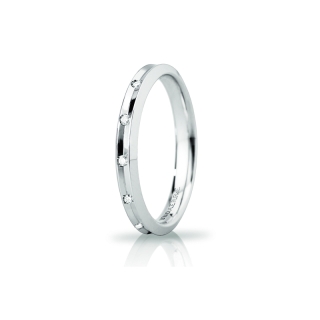 Fede UNOAERRE Oro Bianco 18 Kt. 750 mod. Corona Slim con 8 Diamanti Kt. 0,08