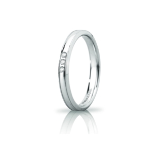 Fede UNOAERRE Oro Bianco 18 Kt. 750 mod. Orion Slim con 3 Diamanti Kt. 0,03