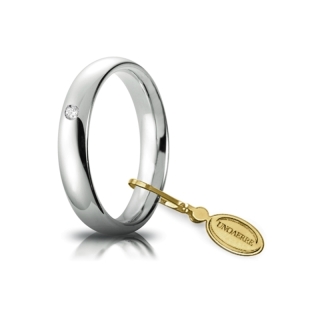 UNOAERRE Wedding Ring in 18k White Gold mod. Comoda 4 mm. with Diamond