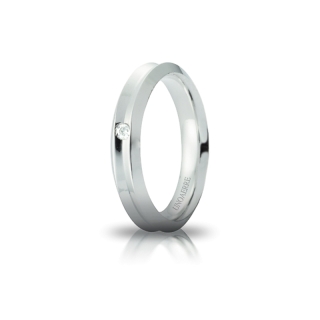 Fede UNOAERRE Oro Bianco 18 Kt. 750 mod. Corona con Diamante Kt. 0,02