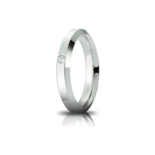 UNOAERRE Wedding Ring in 18k White Gold mod. Hydra with Diamond Kt. 0,03