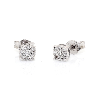 18 KT White Gold Earrings with diamonds kt. 0,14