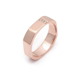 Fede Nuziale in Oro Rosa Mod. Mykonos mm. 4,5 con Diamanti Kt. 0,02