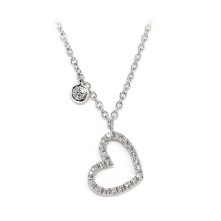 Collana In Oro Bianco con Cuore Diamanti 0,16 F-Vs