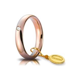 Fede UNOAERRE Oro Rosa 18 Kt. 750 Mod. Comoda con Con Diamante naturale Kt. 0,05 Gr. Da 5,50 a 7,00