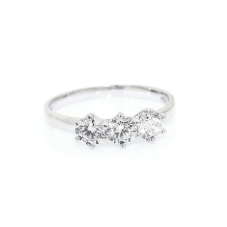750 Mill. White Gold Trilogy Ring with Cubic Zirconia