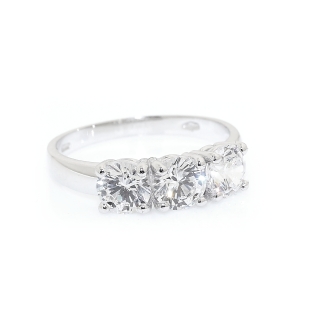 750 Mill. White Gold Trilogy Ring with Cubic Zirconia