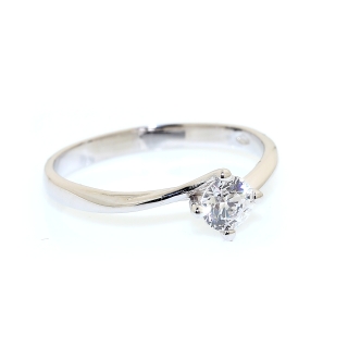 Anello Solitario in Oro Bianco 18 kt. 750 mill. con Cubic Zirconia