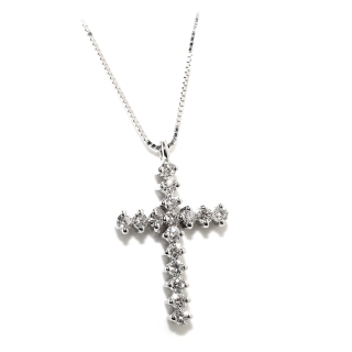 18 Kt. Gold Pendant Cross with 0,21 Ct. Natural Diamonds