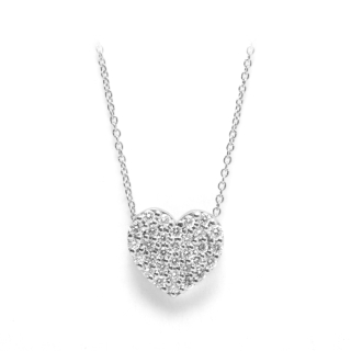 Collana In Oro Bianco con Cuore Diamanti 0,20 F-Vs