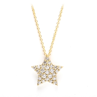 Collana In Oro Giallo con Stella Diamanti 0,19 F-Vs