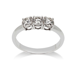 18 Kt. White Gold Trilogy with F VS 0,63 Ct. Natural Diamonds