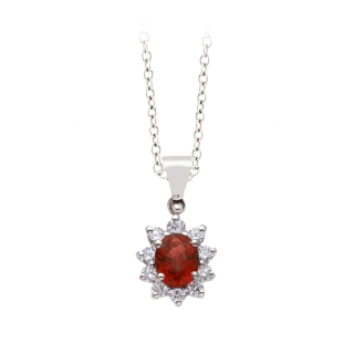 18 Kt. Gold Pendant with 0,30 Ct. Ruby and 0,15 Ct. Natural Diamond
