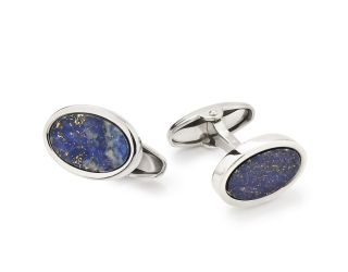 UNOAERRE - 925 Silver Ovals Cufflinks with Lapis Lazuli