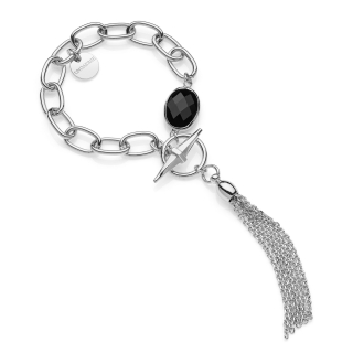 UNOAERRE - White Bronze Bracelet whit Black Stone