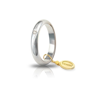 Fede UNOAERRE Oro Bianco 18 Kt. 750 mod. Classica Gr. 5 con Diamante