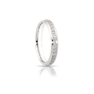 White Gold Wedding Ring mod. Las Vegas with Diamonds mm. 3,5