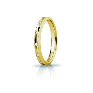 UNOAERRE Wedding Ring in 18k Yellow Gold mod. Corona Slim with 8 Diamonds