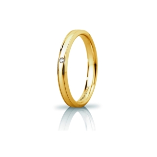 Fede UNOAERRE Oro Giallo 18 Kt. 750 mod. Orion Slim con Diamante