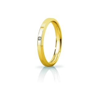 Fede UNOAERRE Oro Giallo 18 Kt. 750 mod. Hydra Slim con Diamante