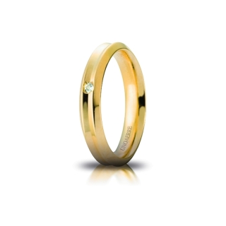 UNOAERRE Wedding Ring in 18k Yellow Gold mod. Corona with Diamond
