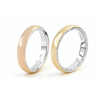 Two-Color Gold Wedding Ring Yellow and White Mod. Budapest mm. 4