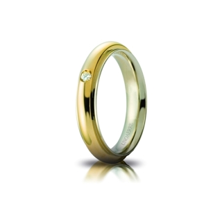 Fede UNOAERRE Oro Bicolore 18 Kt. 750 Mod. Andromeda con diamante Kt. 0,03