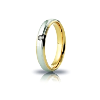 Fede UNOAERRE Oro Bicolore 18 Kt. 750 Mod. Cassiopea con diamante Kt. 0,03