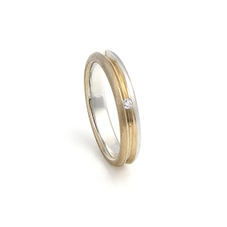 Two-Color Gold Wedding Ring Yellow and White Mod. New York mm. 3,7